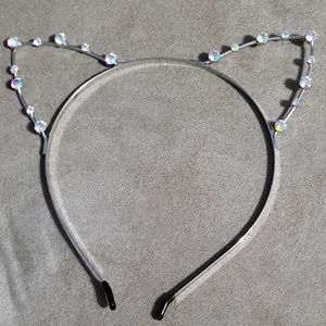 Iridescent Rhinestone Cat Headband